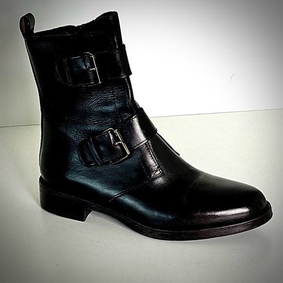 Emanuel Crasto Shoes - Emanuel Crasto Double Buckle Boot Black Leather 7.5 Modern Moto Edgy Grunge NWOT